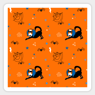 Cute print with a dog in a spider costume Sticker